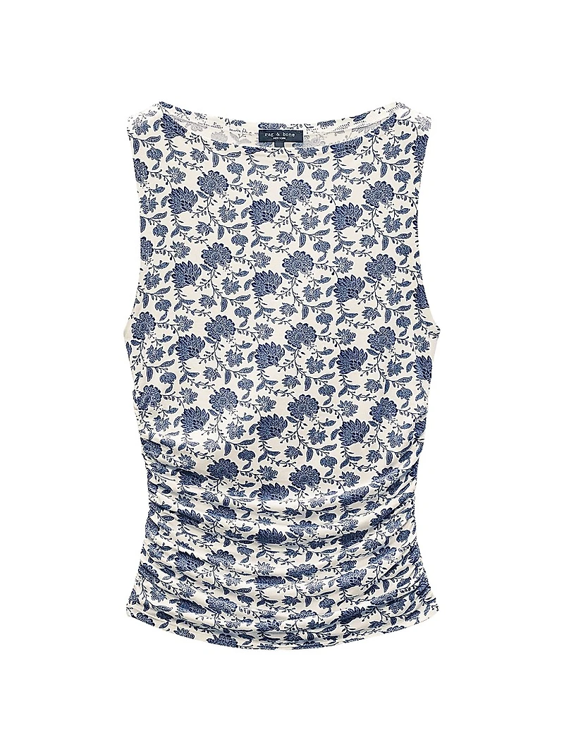 Luca Floral Shirred Tank