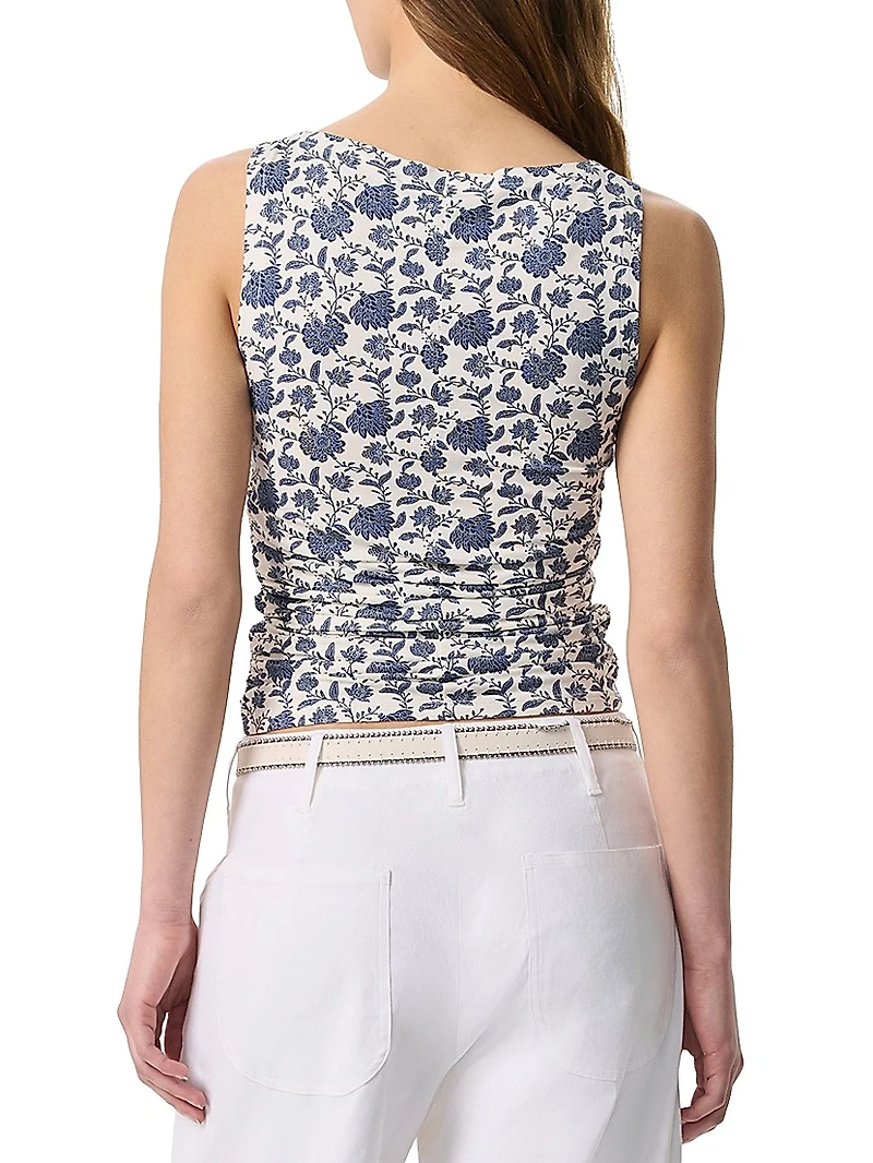 Luca Floral Shirred Tank
