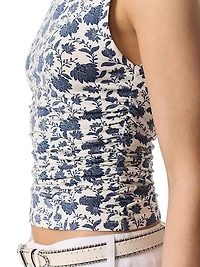 Luca Floral Shirred Tank