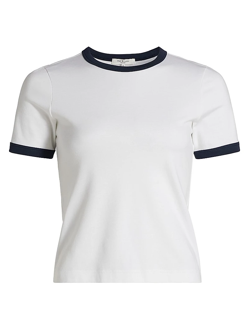 Mia Ringer Contrast Trim Cotton T-Shirt