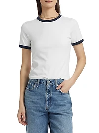 Mia Ringer Contrast Trim Cotton T-Shirt
