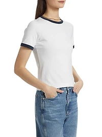 Mia Ringer Contrast Trim Cotton T-Shirt