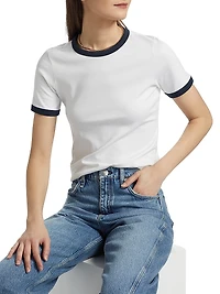 Mia Ringer Contrast Trim Cotton T-Shirt