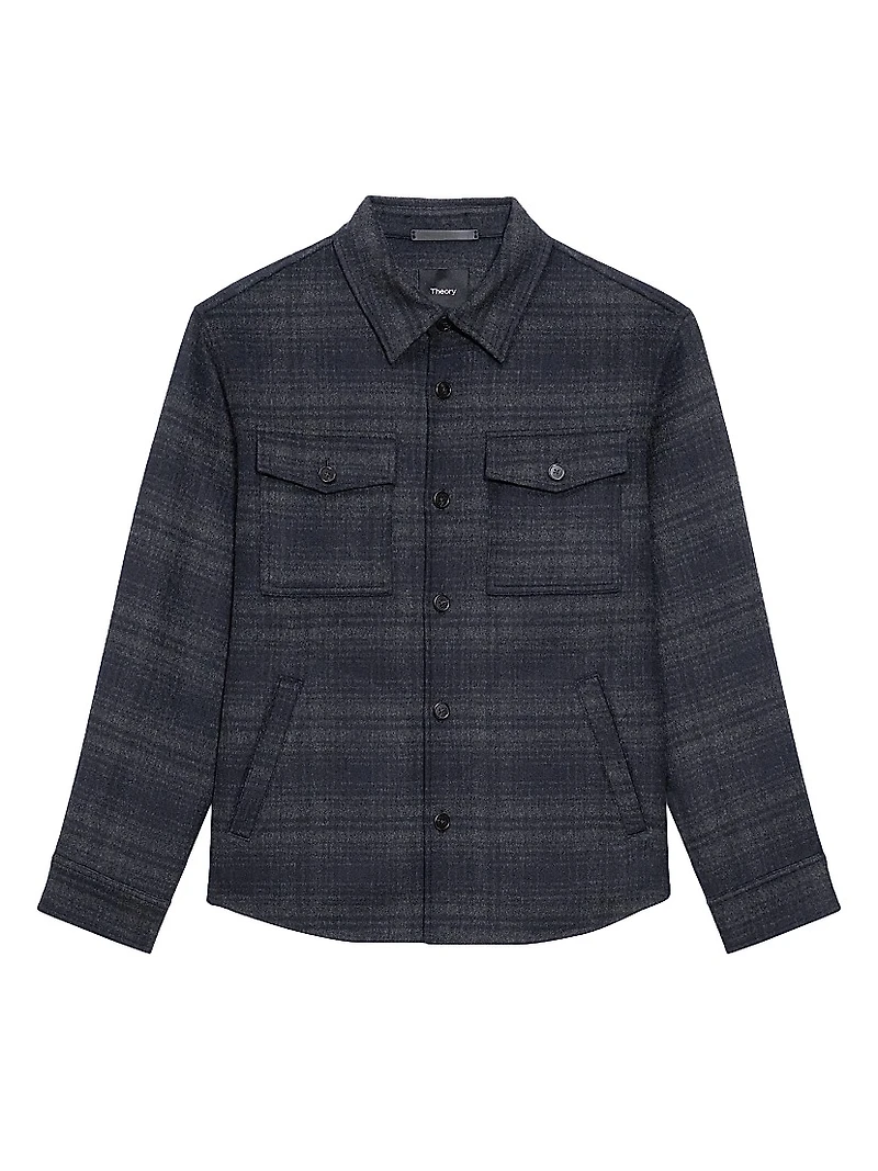 Noble Plaid Wool-Cashmere Shirt Jacket