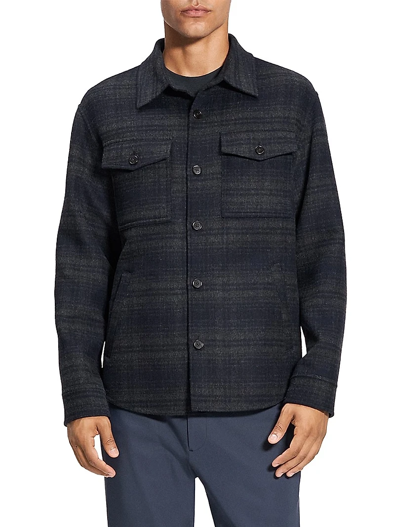 Noble Plaid Wool-Cashmere Shirt Jacket