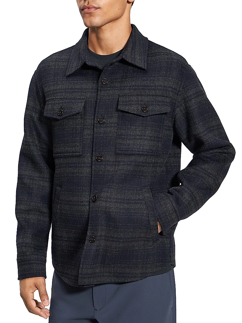 Noble Plaid Wool-Cashmere Shirt Jacket