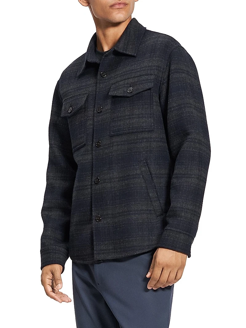 Noble Plaid Wool-Cashmere Shirt Jacket