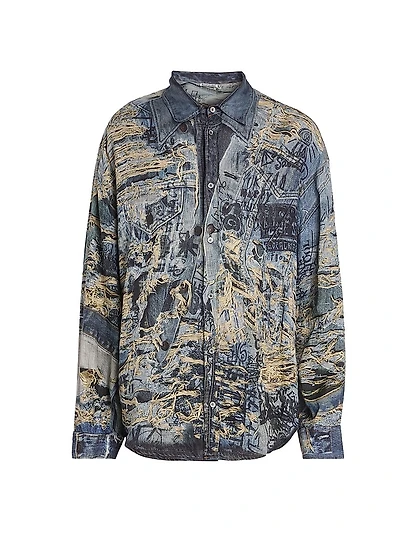 Setar Torn Scribble Printed Linen Shirt