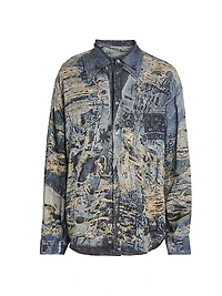 Setar Torn Scribble Printed Linen Shirt