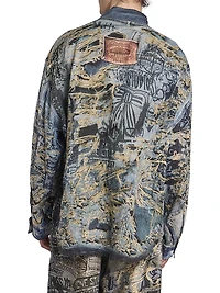 Setar Torn Scribble Printed Linen Shirt