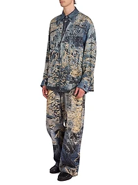 Setar Torn Scribble Printed Linen Shirt