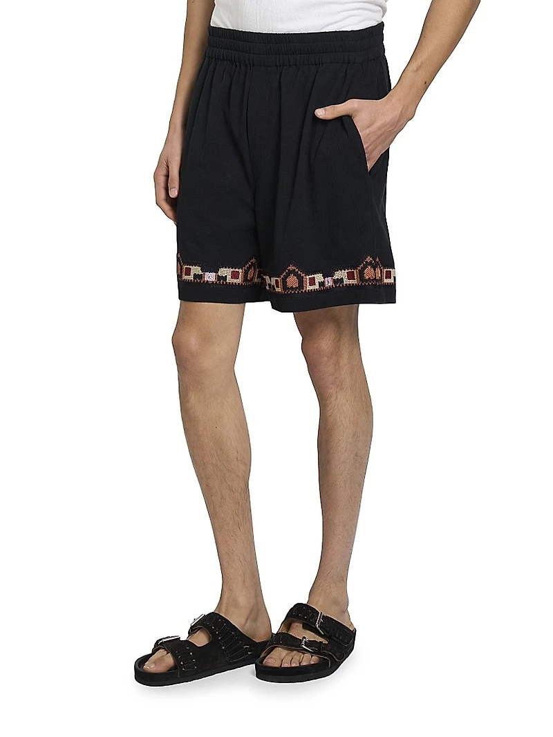 Zilan Embroidered Cotton Shorts