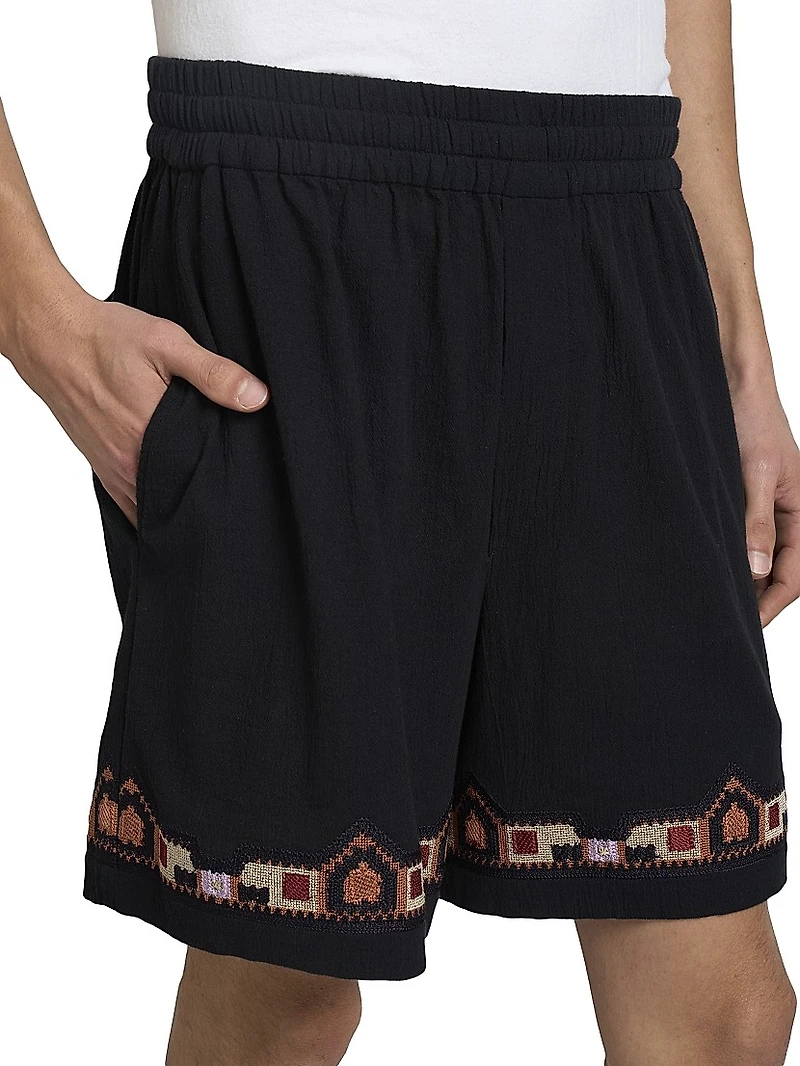 Zilan Embroidered Cotton Shorts