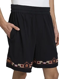 Zilan Embroidered Cotton Shorts