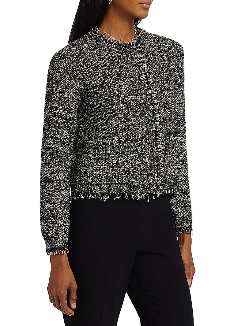 Emorie Moss-Stitch Stretch-Cotton Sweater