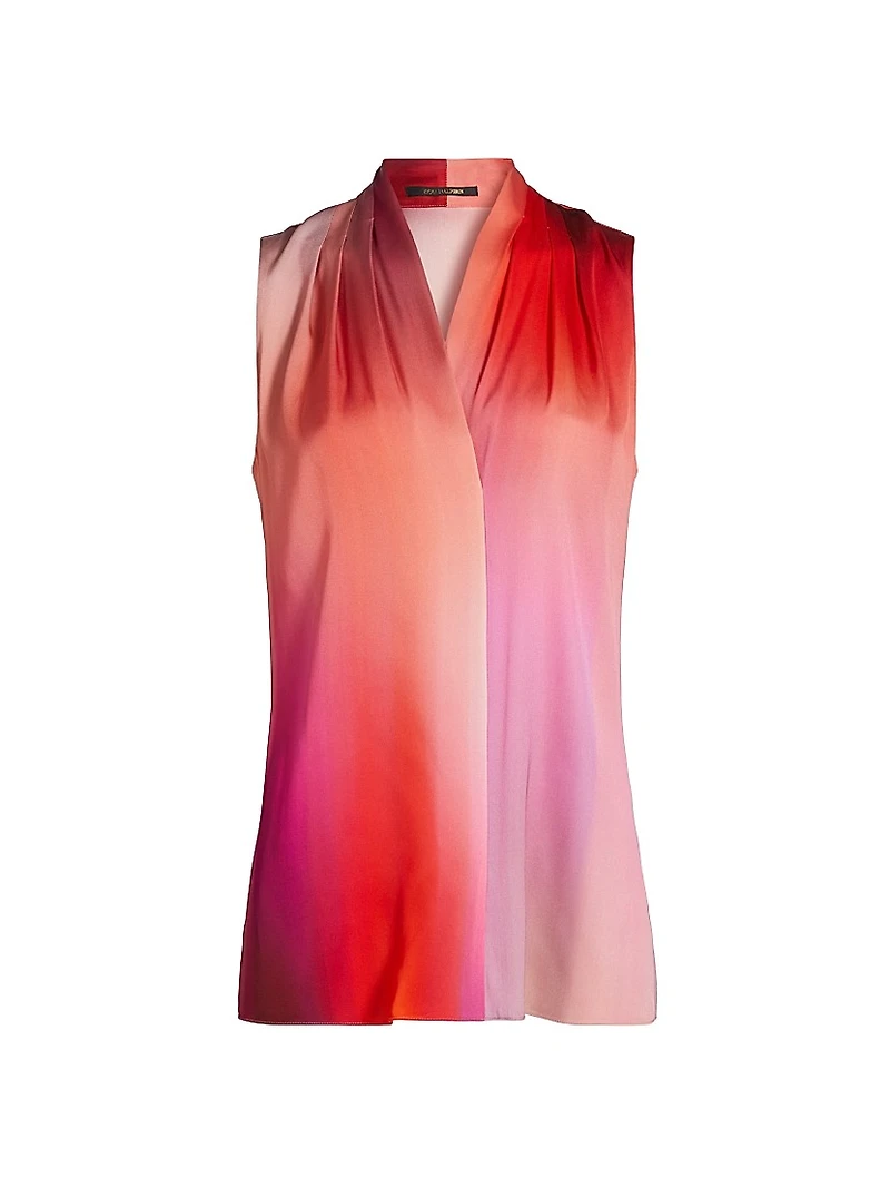 Sydonie Printed Stretch Silk Sleeveless Blouse