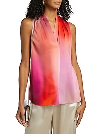 Sydonie Printed Stretch Silk Sleeveless Blouse