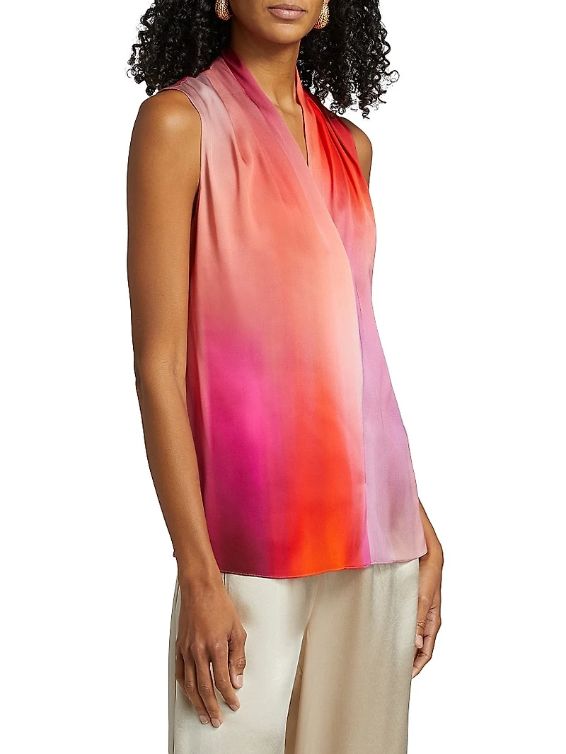 Sydonie Printed Stretch Silk Sleeveless Blouse