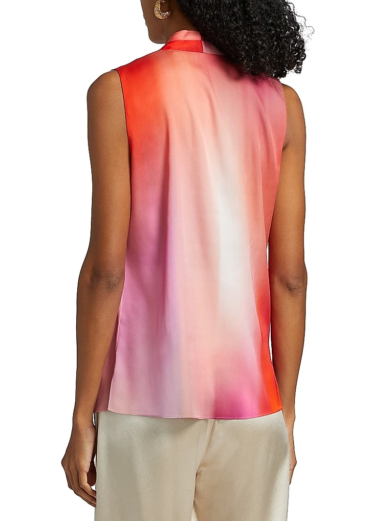 Sydonie Printed Stretch Silk Sleeveless Blouse