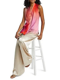 Sydonie Printed Stretch Silk Sleeveless Blouse