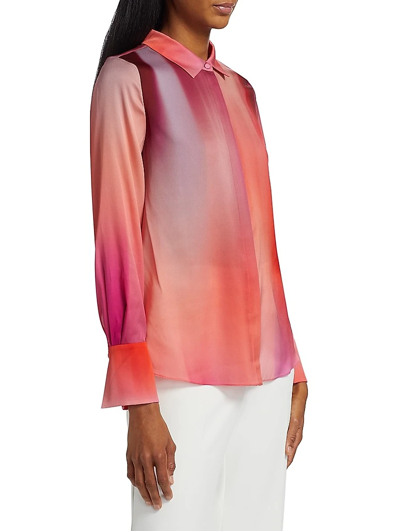Cassi Ombré Long-Sleeve Blouse