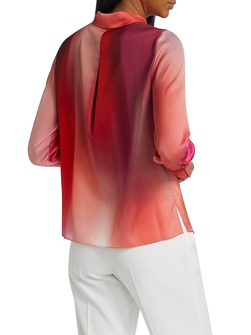 Cassi Ombré Long-Sleeve Blouse