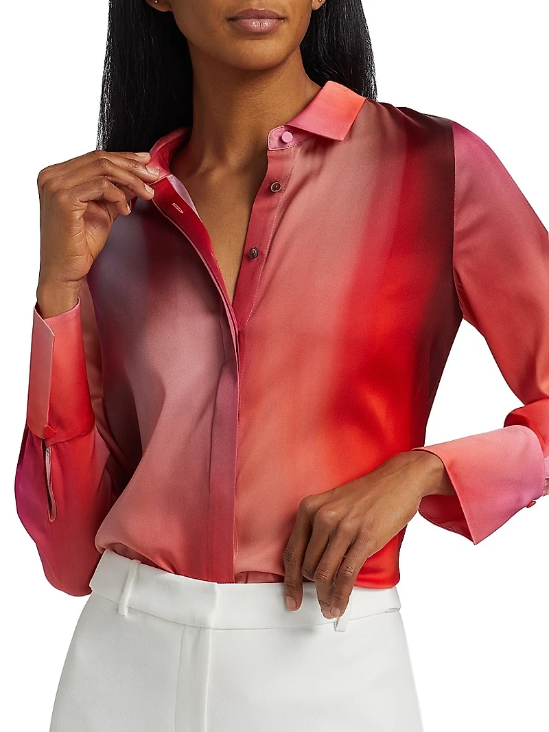 Cassi Ombré Long-Sleeve Blouse