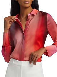 Cassi Ombré Long-Sleeve Blouse