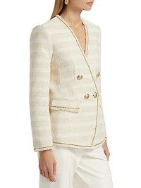 Hesper Striped Tweed Double-Breasted Blazer