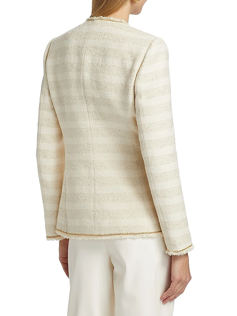 Hesper Striped Tweed Double-Breasted Blazer