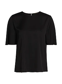 Maryl Stretch Silk Crewneck T-Shirt