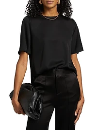 Maryl Stretch Silk Crewneck T-Shirt
