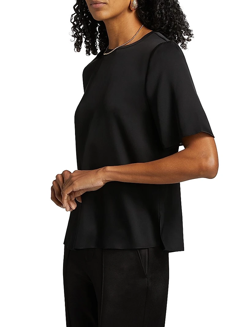Maryl Stretch Silk Crewneck T-Shirt