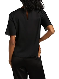 Maryl Stretch Silk Crewneck T-Shirt