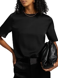 Maryl Stretch Silk Crewneck T-Shirt
