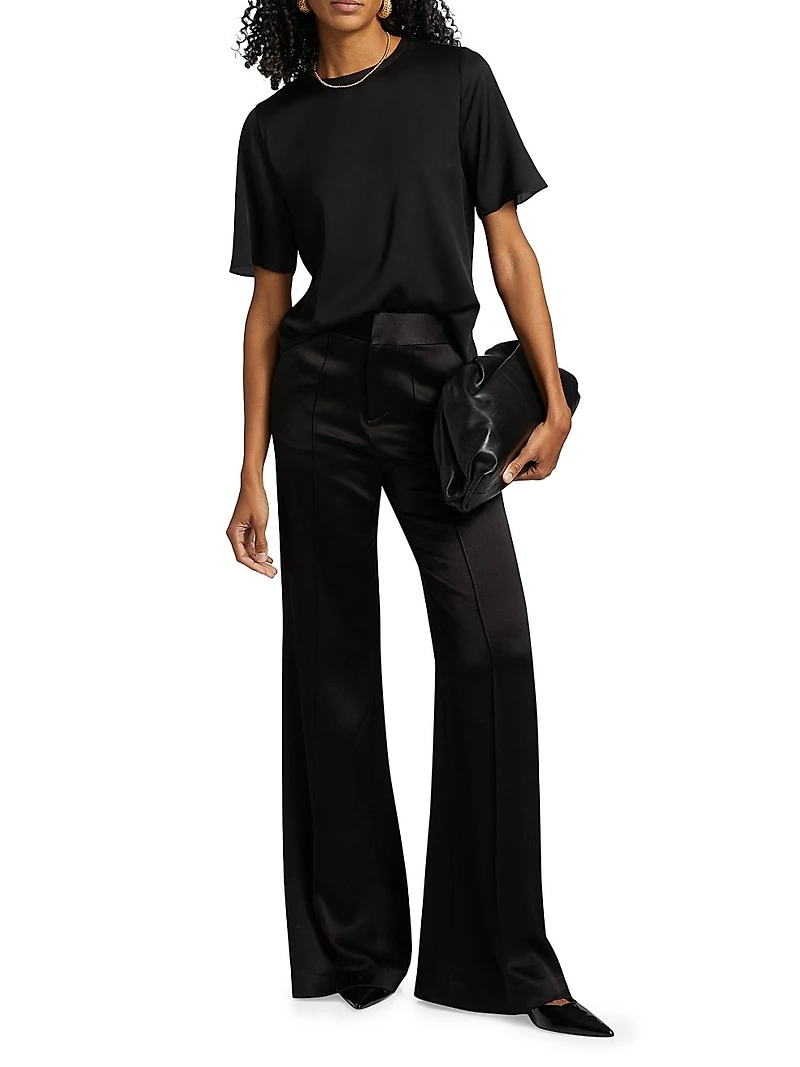Maryl Stretch Silk Crewneck T-Shirt
