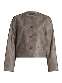 Lyles Denim-Printed Faux Leather Jacket