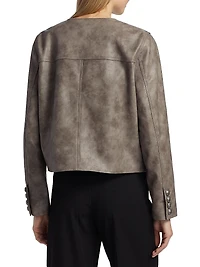 Lyles Denim-Printed Faux Leather Jacket