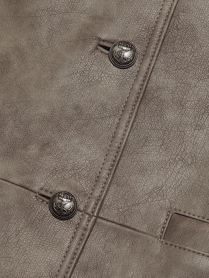 Lyles Denim-Printed Faux Leather Jacket