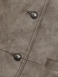 Lyles Denim-Printed Faux Leather Jacket