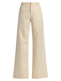 Linen-Cotton Flared Pants