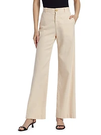 Linen-Cotton Flared Pants