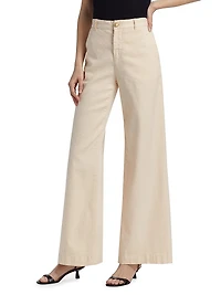 Linen-Cotton Flared Pants