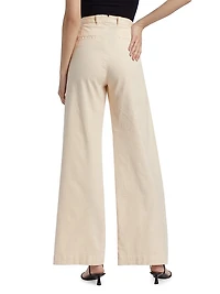 Linen-Cotton Flared Pants