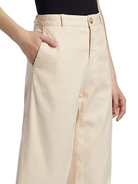 Linen-Cotton Flared Pants