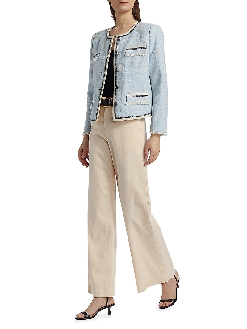 Linen-Cotton Flared Pants