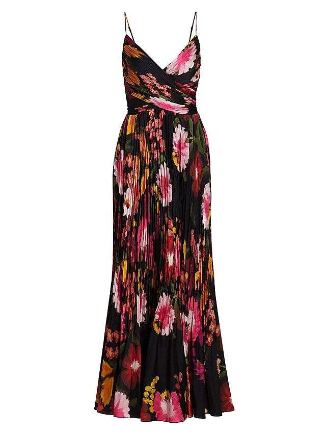 Kobi Halperin Yonah Pleated Floral Satin Maxi Dress | The Summit Kobi Halperin Yonah Pleated Floral Satin Maxi Dress | The Summit