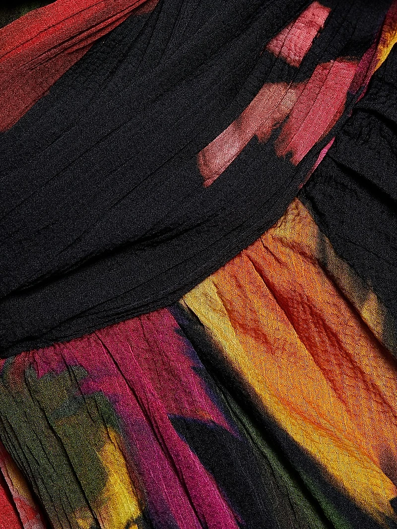 Yonah Pleated Floral Satin Maxi Dress