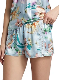 Josie 2-Piece Lace-TrimmedFloral Satin Camisole Set