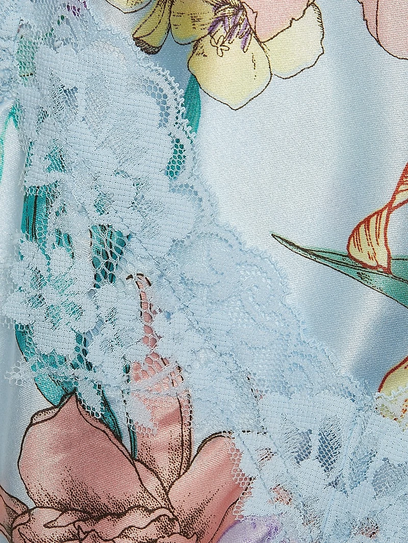 Josie 2-Piece Lace-TrimmedFloral Satin Camisole Set